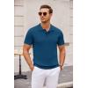 imageCOOFANDY Mens Knit Polo Shirts Casual Short Sleeve Button Down Polo Shirt Classic Golf ShirtsDenim Blue