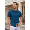 imageCOOFANDY Mens Knit Polo Shirts Casual Short Sleeve Button Down Polo Shirt Classic Golf ShirtsDenim Blue