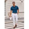 imageCOOFANDY Mens Knit Polo Shirts Casual Short Sleeve Button Down Polo Shirt Classic Golf ShirtsDenim Blue