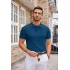 imageCOOFANDY Mens Knit Polo Shirts Casual Short Sleeve Button Down Polo Shirt Classic Golf ShirtsDenim Blue