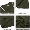 imageCOOFANDY Mens Knit Polo Shirts Casual Short Sleeve Button Down Polo Shirt Classic Golf ShirtsEarmy Green White Striped
