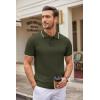 imageCOOFANDY Mens Knit Polo Shirts Casual Short Sleeve Button Down Polo Shirt Classic Golf ShirtsEarmy Green White Striped