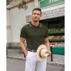 imageCOOFANDY Mens Knit Polo Shirts Casual Short Sleeve Button Down Polo Shirt Classic Golf ShirtsEarmy Green White Striped