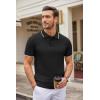 imageCOOFANDY Mens Knit Polo Shirts Casual Short Sleeve Button Down Polo Shirt Classic Golf ShirtsEblack White Striped