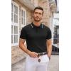 imageCOOFANDY Mens Knit Polo Shirts Casual Short Sleeve Button Down Polo Shirt Classic Golf ShirtsEblack White Striped