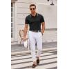 imageCOOFANDY Mens Knit Polo Shirts Casual Short Sleeve Button Down Polo Shirt Classic Golf ShirtsEblack White Striped