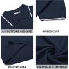 imageCOOFANDY Mens Knit Polo Shirts Casual Short Sleeve Button Down Polo Shirt Classic Golf ShirtsEnavy Blue White Striped