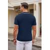 imageCOOFANDY Mens Knit Polo Shirts Casual Short Sleeve Button Down Polo Shirt Classic Golf ShirtsEnavy Blue White Striped
