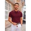 imageCOOFANDY Mens Knit Polo Shirts Casual Short Sleeve Button Down Polo Shirt Classic Golf ShirtsEwine Red White Striped