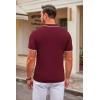 imageCOOFANDY Mens Knit Polo Shirts Casual Short Sleeve Button Down Polo Shirt Classic Golf ShirtsEwine Red White Striped