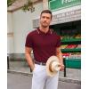 imageCOOFANDY Mens Knit Polo Shirts Casual Short Sleeve Button Down Polo Shirt Classic Golf ShirtsEwine Red White Striped