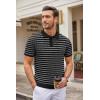 imageCOOFANDY Mens Knit Polo Shirts Casual Short Sleeve Button Down Polo Shirt Classic Golf ShirtsFblackWhite Striped