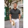 imageCOOFANDY Mens Knit Polo Shirts Casual Short Sleeve Button Down Polo Shirt Classic Golf ShirtsFblackWhite Striped