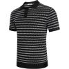 imageCOOFANDY Mens Knit Polo Shirts Casual Short Sleeve Button Down Polo Shirt Classic Golf ShirtsFblackWhite Striped