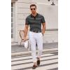 imageCOOFANDY Mens Knit Polo Shirts Casual Short Sleeve Button Down Polo Shirt Classic Golf ShirtsFblackWhite Striped