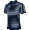imageCOOFANDY Mens Knit Polo Shirts Casual Short Sleeve Button Down Polo Shirt Classic Golf ShirtsFnavy BlueWhite Striped