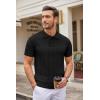 imageCOOFANDY Mens Knit Polo Shirts Casual Short Sleeve Button Down Polo Shirt Classic Golf ShirtsGblack Ribbing