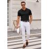 imageCOOFANDY Mens Knit Polo Shirts Casual Short Sleeve Button Down Polo Shirt Classic Golf ShirtsGblack Ribbing