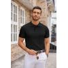 imageCOOFANDY Mens Knit Polo Shirts Casual Short Sleeve Button Down Polo Shirt Classic Golf ShirtsGblack Ribbing