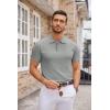 imageCOOFANDY Mens Knit Polo Shirts Casual Short Sleeve Button Down Polo Shirt Classic Golf ShirtsGrey