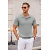 imageCOOFANDY Mens Knit Polo Shirts Casual Short Sleeve Button Down Polo Shirt Classic Golf ShirtsGrey