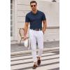 imageCOOFANDY Mens Knit Polo Shirts Casual Short Sleeve Button Down Polo Shirt Classic Golf ShirtsHnavy Blue Ribbing