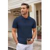 imageCOOFANDY Mens Knit Polo Shirts Casual Short Sleeve Button Down Polo Shirt Classic Golf ShirtsHnavy Blue Ribbing