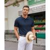 imageCOOFANDY Mens Knit Polo Shirts Casual Short Sleeve Button Down Polo Shirt Classic Golf ShirtsHnavy Blue Ribbing