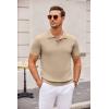 imageCOOFANDY Mens Knit Polo Shirts Casual Short Sleeve Button Down Polo Shirt Classic Golf ShirtsKhaki