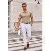 imageCOOFANDY Mens Knit Polo Shirts Casual Short Sleeve Button Down Polo Shirt Classic Golf ShirtsKhaki