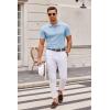 imageCOOFANDY Mens Knit Polo Shirts Casual Short Sleeve Button Down Polo Shirt Classic Golf ShirtsLight Blue