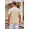 imageCOOFANDY Mens Knit Polo Shirts Casual Short Sleeve Button Down Polo Shirt Classic Golf ShirtsLight Khaki