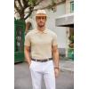 imageCOOFANDY Mens Knit Polo Shirts Casual Short Sleeve Button Down Polo Shirt Classic Golf ShirtsLight Khaki