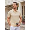 imageCOOFANDY Mens Knit Polo Shirts Casual Short Sleeve Button Down Polo Shirt Classic Golf ShirtsLight Khaki