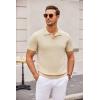 imageCOOFANDY Mens Knit Polo Shirts Casual Short Sleeve Button Down Polo Shirt Classic Golf ShirtsLight Khaki