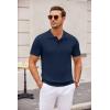 imageCOOFANDY Mens Knit Polo Shirts Casual Short Sleeve Button Down Polo Shirt Classic Golf ShirtsNavy Blue