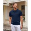 imageCOOFANDY Mens Knit Polo Shirts Casual Short Sleeve Button Down Polo Shirt Classic Golf ShirtsNavy Blue