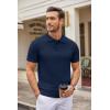imageCOOFANDY Mens Knit Polo Shirts Casual Short Sleeve Button Down Polo Shirt Classic Golf ShirtsNavy Blue