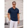 imageCOOFANDY Mens Knit Polo Shirts Casual Short Sleeve Button Down Polo Shirt Classic Golf ShirtsNavy Blue