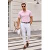imageCOOFANDY Mens Knit Polo Shirts Casual Short Sleeve Button Down Polo Shirt Classic Golf ShirtsPink