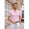 imageCOOFANDY Mens Knit Polo Shirts Casual Short Sleeve Button Down Polo Shirt Classic Golf ShirtsPink