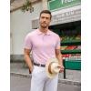 imageCOOFANDY Mens Knit Polo Shirts Casual Short Sleeve Button Down Polo Shirt Classic Golf ShirtsPink