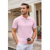 imageCOOFANDY Mens Knit Polo Shirts Casual Short Sleeve Button Down Polo Shirt Classic Golf ShirtsPink