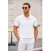 imageCOOFANDY Mens Knit Polo Shirts Casual Short Sleeve Button Down Polo Shirt Classic Golf ShirtsWhite