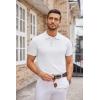 imageCOOFANDY Mens Knit Polo Shirts Casual Short Sleeve Button Down Polo Shirt Classic Golf ShirtsWhite