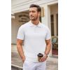 imageCOOFANDY Mens Knit Polo Shirts Casual Short Sleeve Button Down Polo Shirt Classic Golf ShirtsWhite