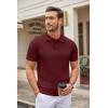 imageCOOFANDY Mens Knit Polo Shirts Casual Short Sleeve Button Down Polo Shirt Classic Golf ShirtsWine Red