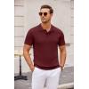 imageCOOFANDY Mens Knit Polo Shirts Casual Short Sleeve Button Down Polo Shirt Classic Golf ShirtsWine Red