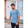 imageCOOFANDY Mens Muscle TShirt Pleated Raglan Sleeve Bodybuilding Gym Tee Short Sleeve Fashion Workout Shirts Hipster ShirtClear Blue