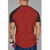 imageCOOFANDY Mens Muscle TShirt Pleated Raglan Sleeve Bodybuilding Gym Tee Short Sleeve Fashion Workout Shirts Hipster ShirtPattern9 Red  Black